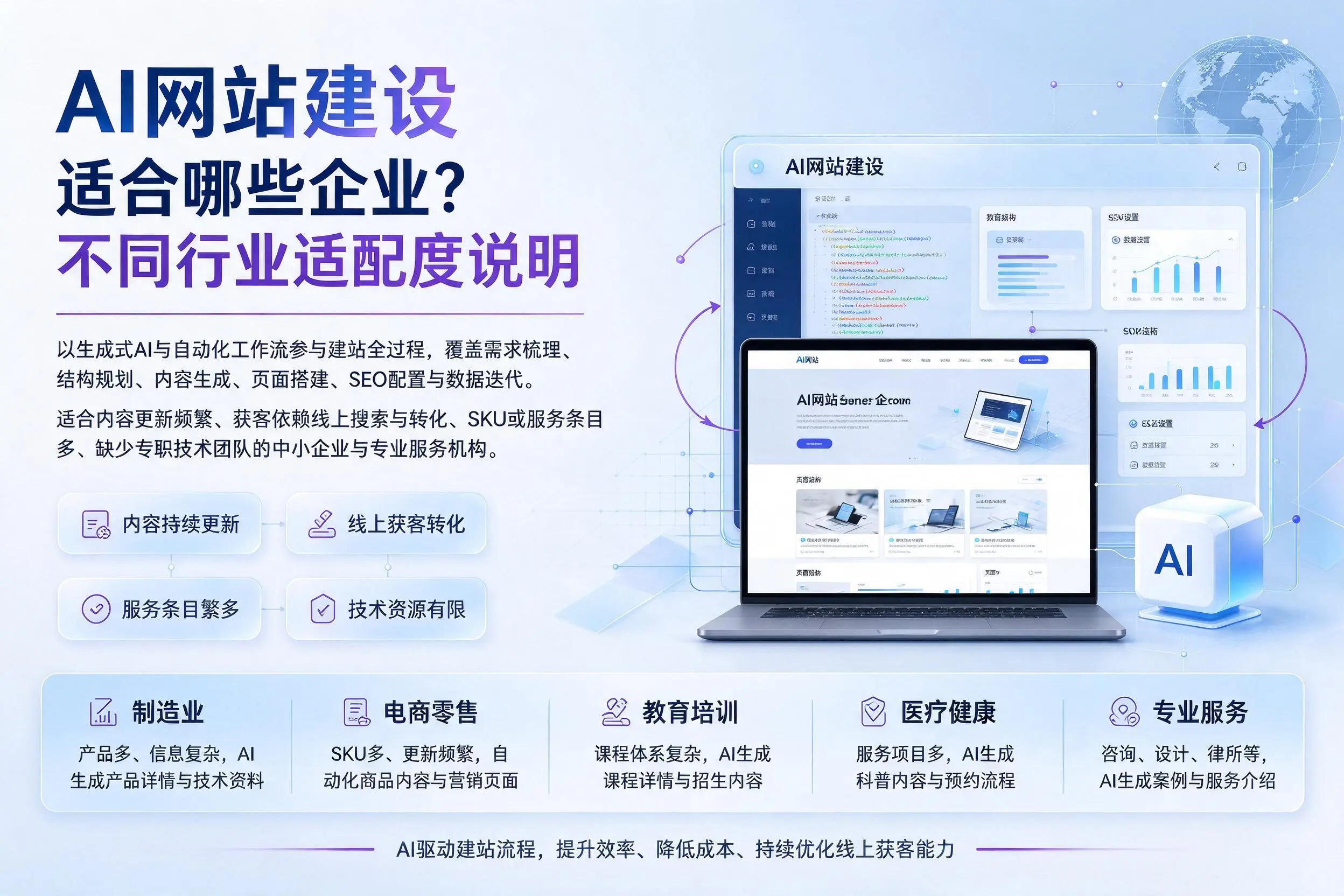 AI网站建设适合哪些企业？秦皇岛不同行业适配度说明
